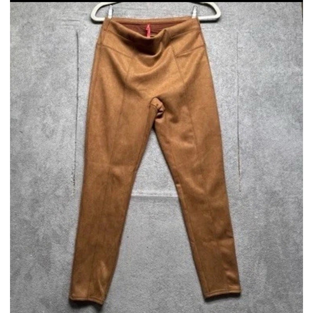 Brown Faux Leather Leggings Medium High Rise Pull On Stretch‎ Slim Fit Spanx